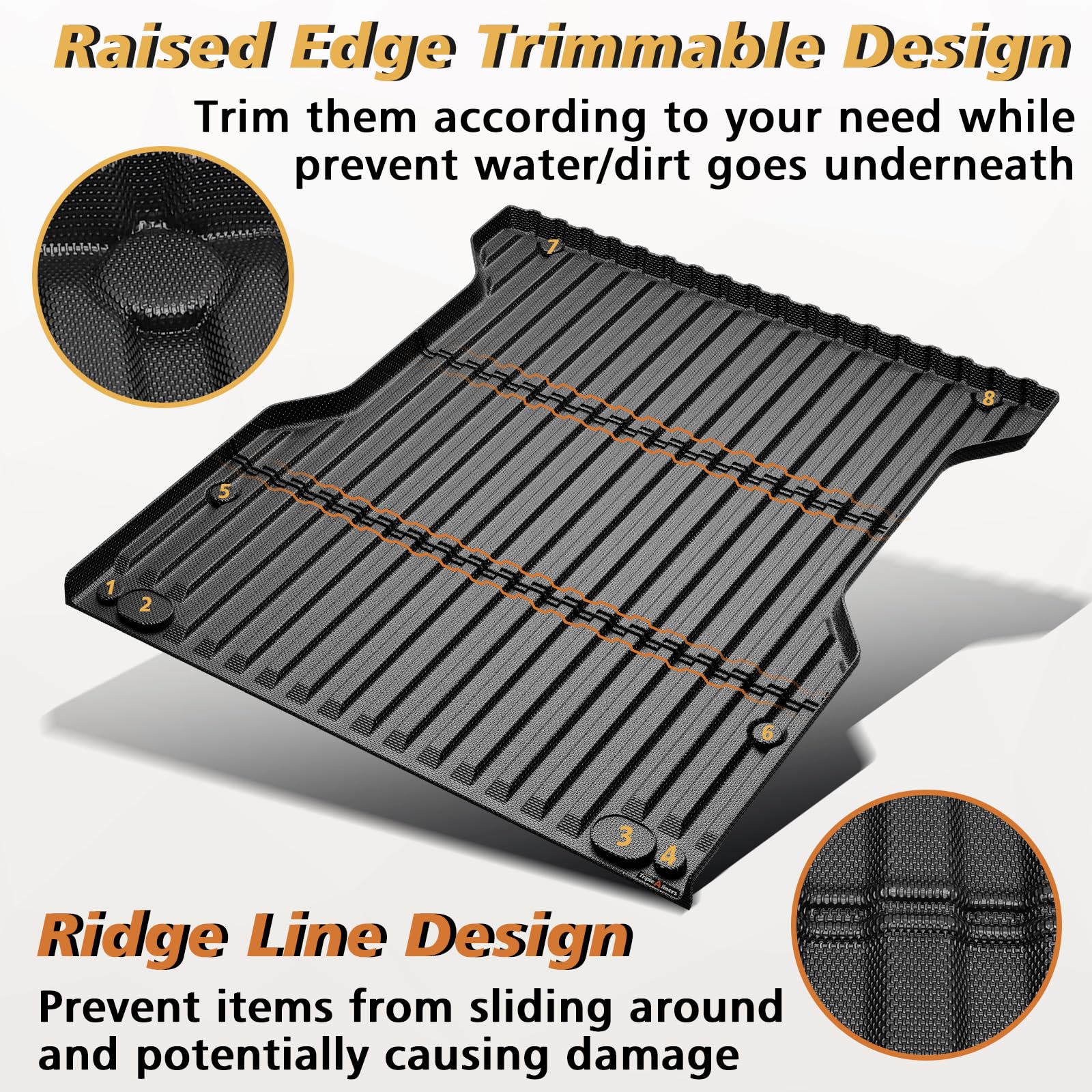 2024 Toyota Tacoma 5FT Bed Mat & Tailgate Liner Set - Heavy Duty All-Weather TPE Truck Bed Protector - Non-Slip Custom Fit Accessories for Pickup Trucks | Perfect for Hauling, Camping & Off-Road Adventures