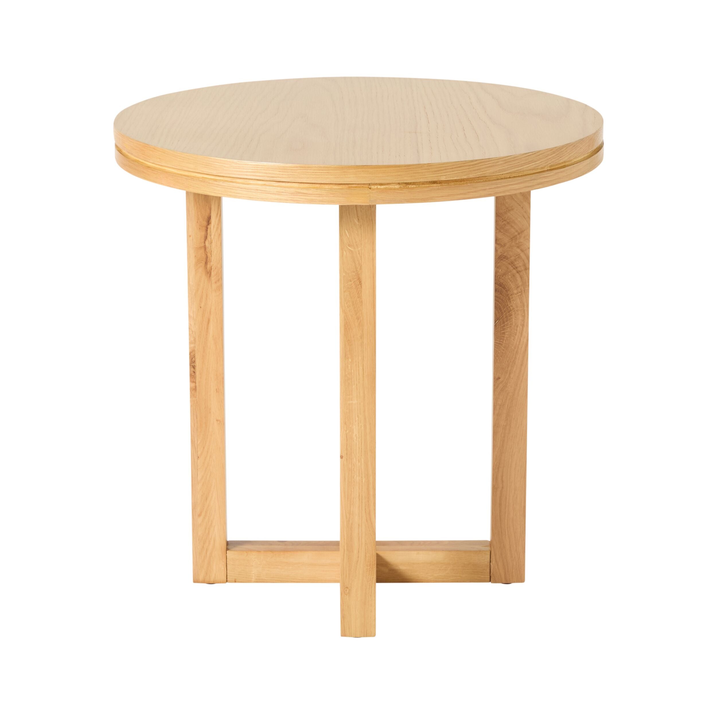 Avalon Round Side Table Light Oak - Modern End Table for Living Room, Bedroom & Office - Natural Wood Nightstand with Sturdy Design