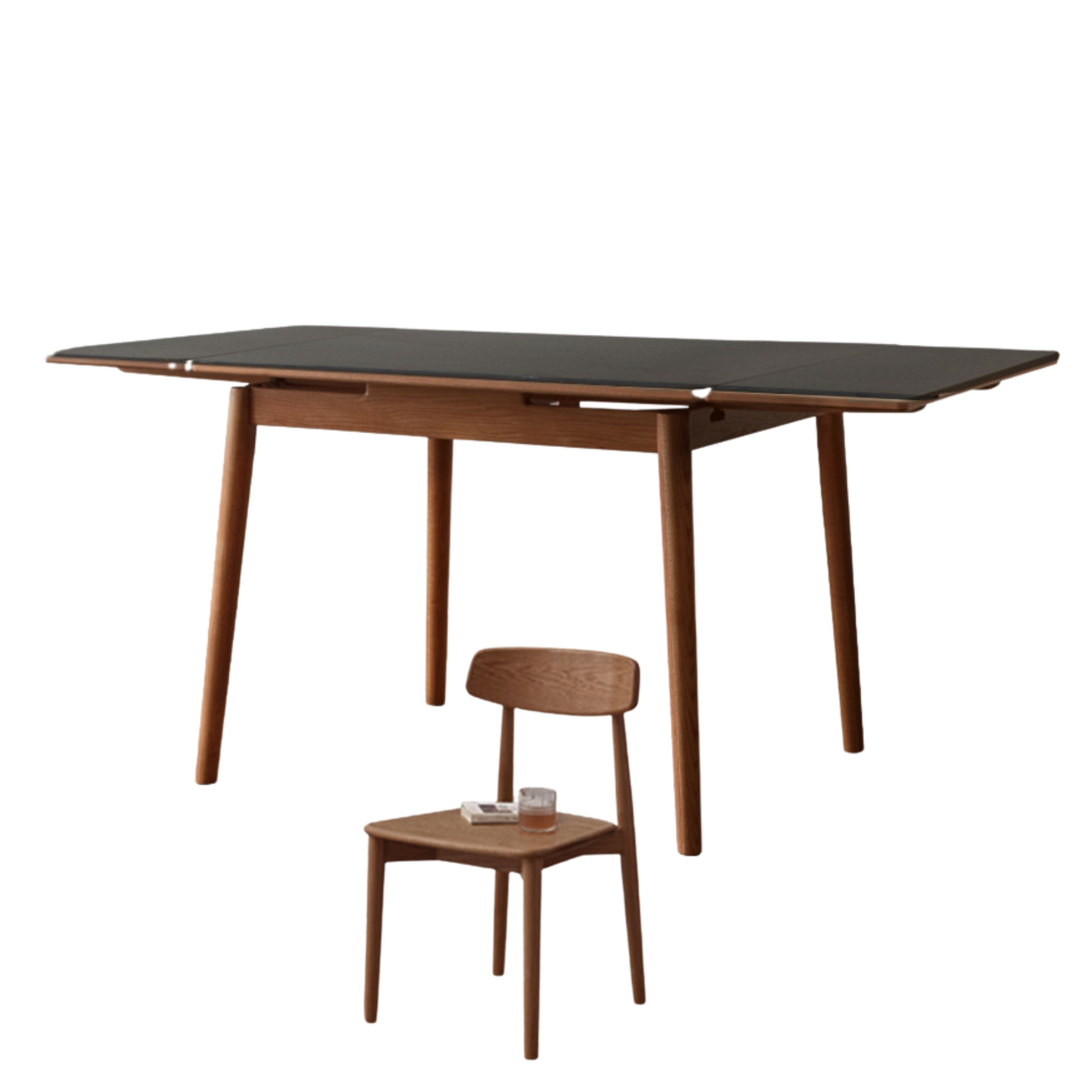 Solid Oak Wood Extendable Dining Table - Expandable Large Tabletop for Family Gatherings & Dinner Parties | Perfect for Small Spaces & Entertaining Guests