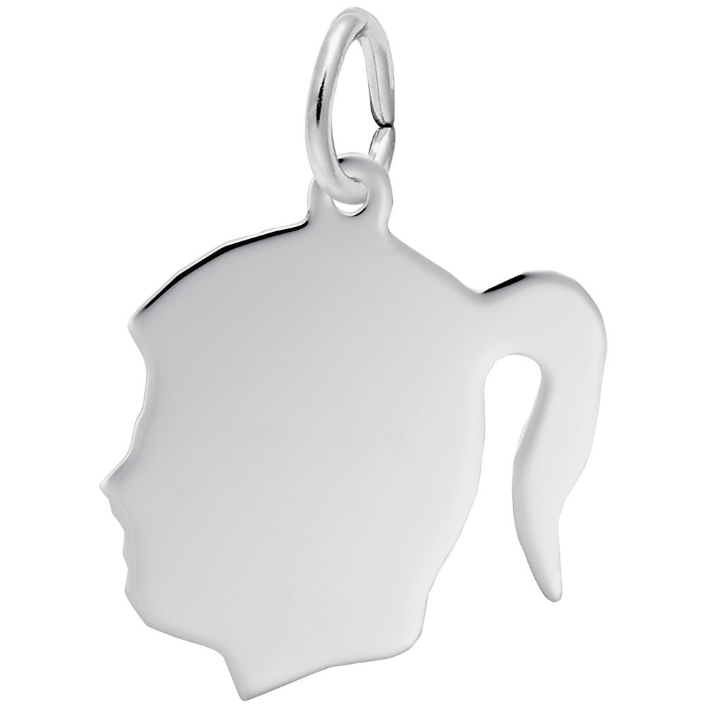 Rembrandt Engravable Charms - Medium Girl Silhouette Pendant for Jewelry Making, Personalized Gifts & Keepsakes
