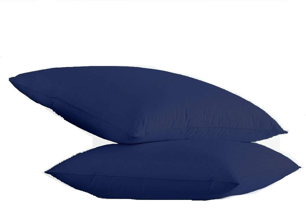 Luxury Egyptian Cotton Pillowcases Set of 2 - 600 Thread Count Envelope Closure Navy Blue Solid Color, Travel/Toddler Size 13x18 Inches | Soft Bedding for Home, Hotel, or Gift | Perfect for Kids Room, Guest Room & Travel Accessories