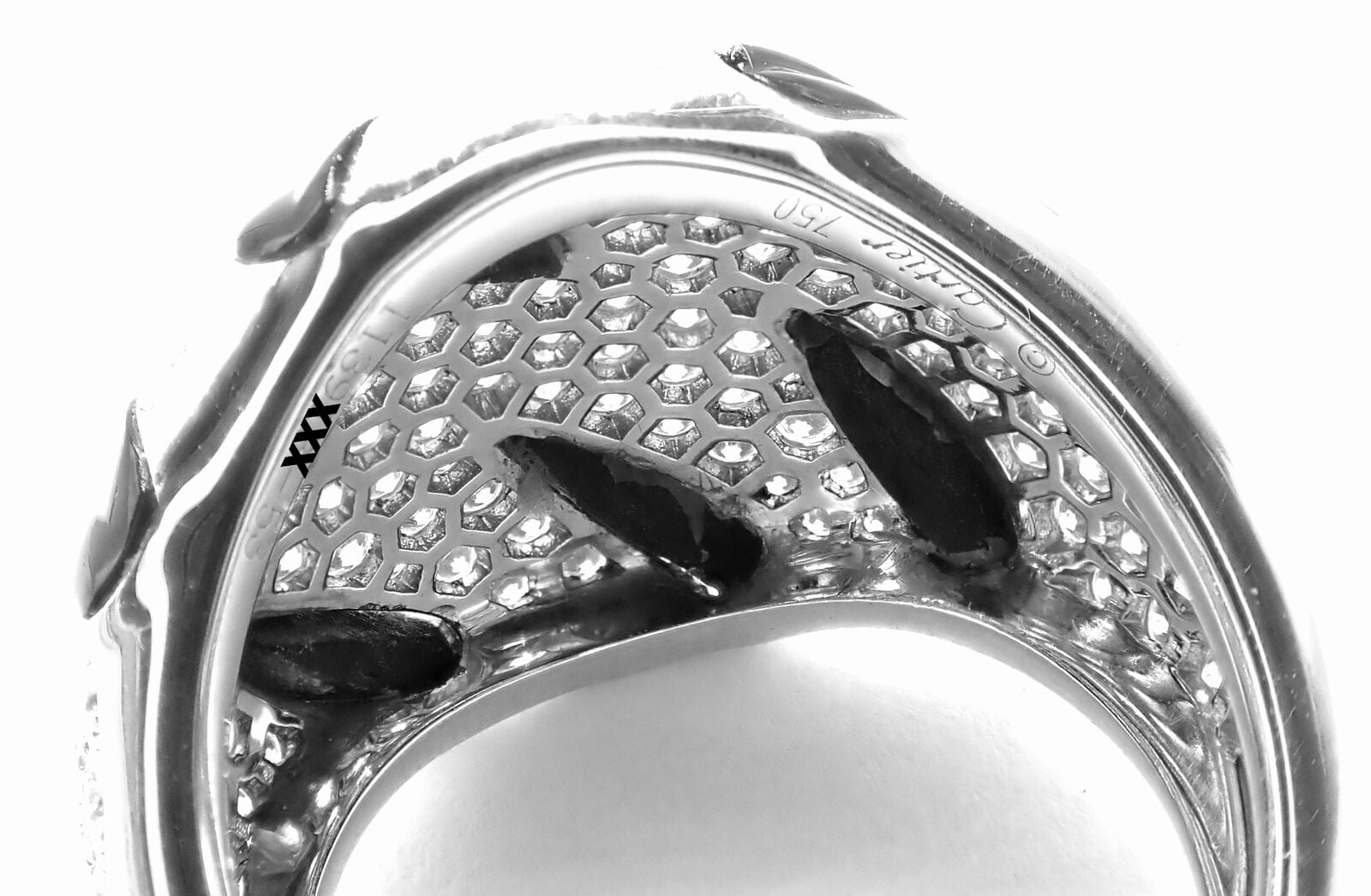 Authentic Cartier Panther Panthere Claw 18k White Gold Diamond Onyx Ring - Size 53 - Luxury Jewelry for Women, Perfect for Weddings, Anniversaries & Special Occasions