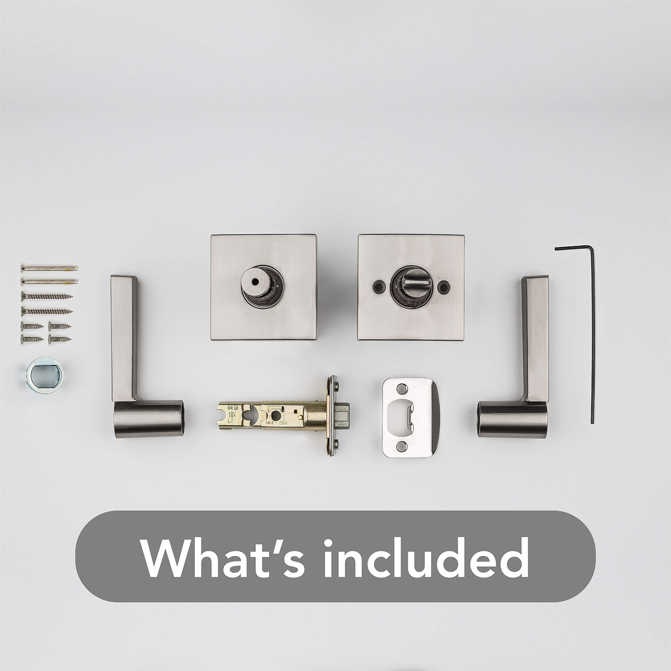 Baldwin Spyglass Interior Privacy Door Handle - Reversible Lever for Bedroom & Bathroom - Keyless Door Lock with Microban Antimicrobial Protection - Satin Nickel Finish - Ideal for Home, Office, and Commercial Spaces