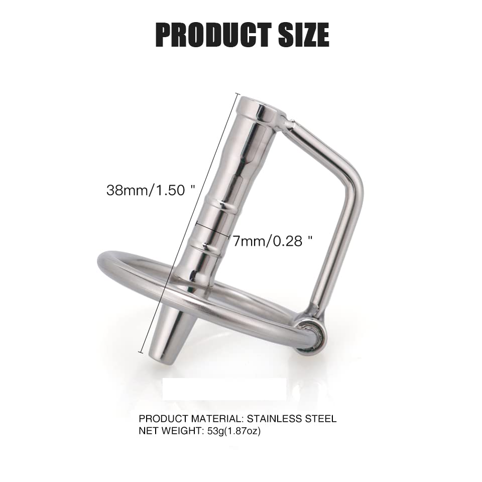 Silver Hollow Urethral Dilator with Cock Ring - 1.69 Inch Urethral Sounding Penis Plug for Men | Medical & Pleasure Use, BDSM Toy for Sensual Exploration & Urethral Stretching