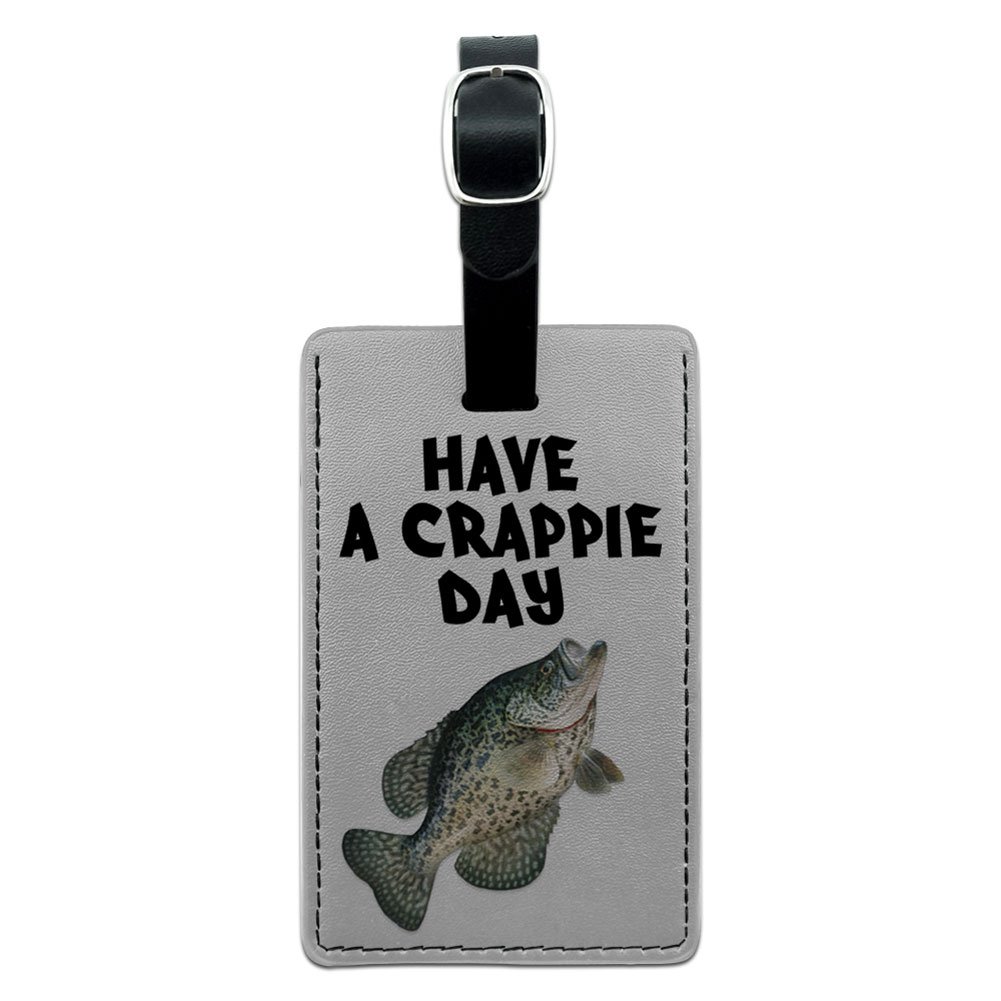 Premium Leather Luggage Tag for Suitcases & Travel Bags - Fishing & Graphics Design - Durable ID Tag for Travel, Business Trips & Vacation - Black