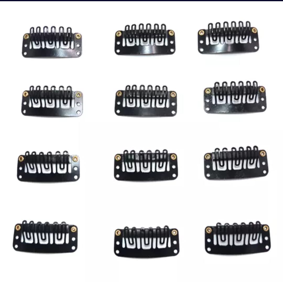 50pcs Black Hair Extension Snap Clips 32mm - Remy Human Hair Wig Clips for Women & Girls | Secure Dupatta, Bridal Hairstyles & Beauty Accessories | Perfect for Daily Use, Weddings & Special Events