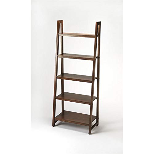 Beaumont Lane 5-Shelf Dark Brown Bookcase - Sturdy Wooden Bookshelf for Living Room, Office & Bedroom Storage