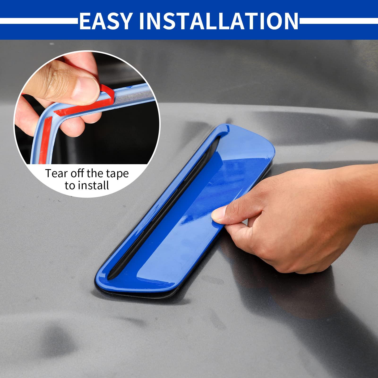 2015-2024 Dodge Challenger Hood Air Conditioner Outlet Cover - Blue ABS Front Bumper Lip Splitter Protector Replacement (4PCS) | Exterior Accessories for Enhanced Aerodynamics & Style