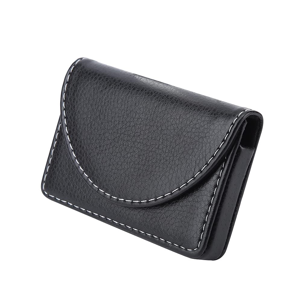 Premium Leather Business Card Holder - Professional Wallet Case for Men & Women - Slim RFID Blocking Name Card Organizer - Perfect for Office, Networking & Corporate Events (Black)