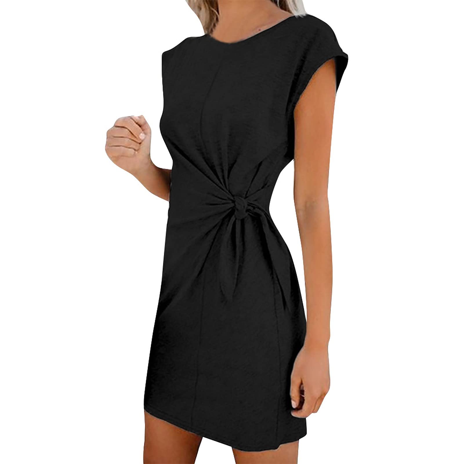 Elegant Plus Size Women's Summer Dresses 2022 - Wedding Guest, Cocktail & Casual Sundresses with Lace-Up Detail, Round Neck & Sleeveless Design - Perfect for Beach Parties, Date Nights & Summer Vacations