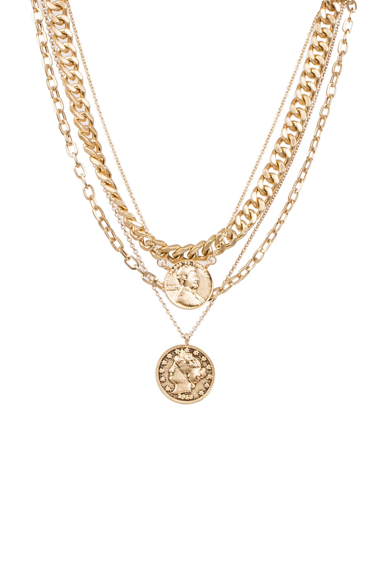 Layered Chain Coin Necklace for Women - Vintage Gold Silver Pendant Necklace Jewelry - Perfect for Casual Wear, Parties & Gifts