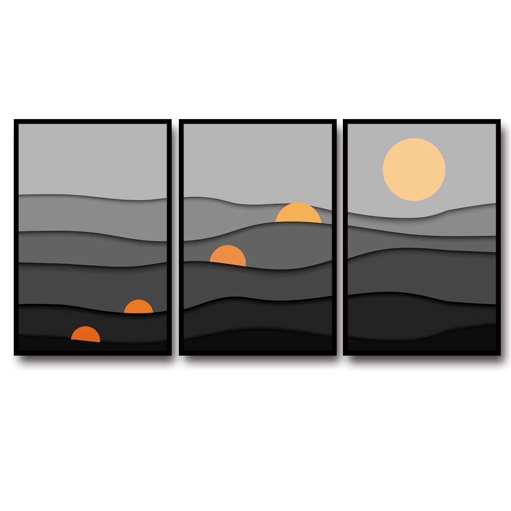 IDEA4WALL 3-Piece Framed Canvas Wall Art Set - Nordic Style Modern Home Decor (16