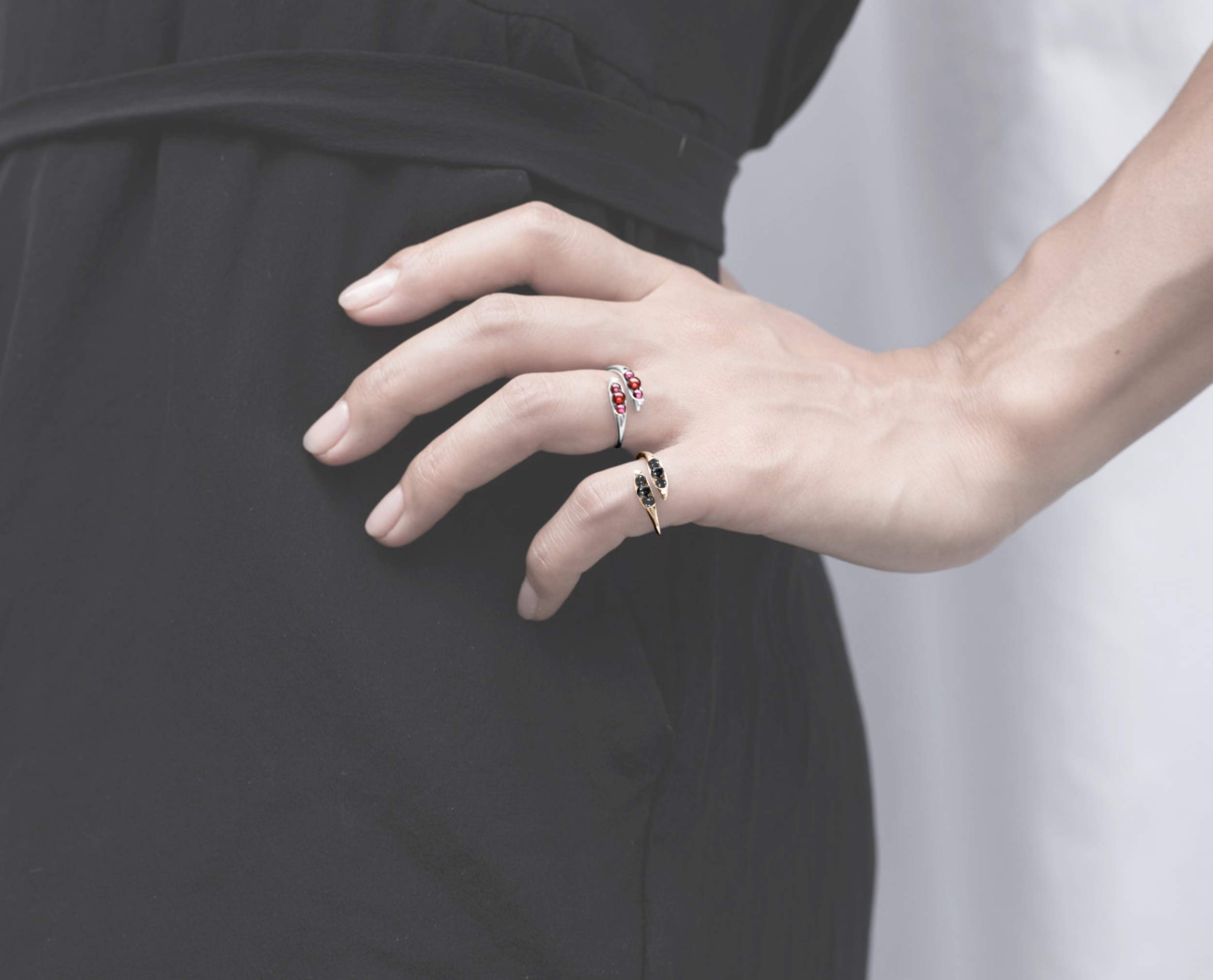 Majade Handmade 14K White Gold Garnet Ring - January Birthstone, Engagement & Wedding Ring with Red Gemstone | Unique Minimalist Alternative Jewelry for Nature Lovers | Perfect for Anniversaries, Proposals & Special Occasions