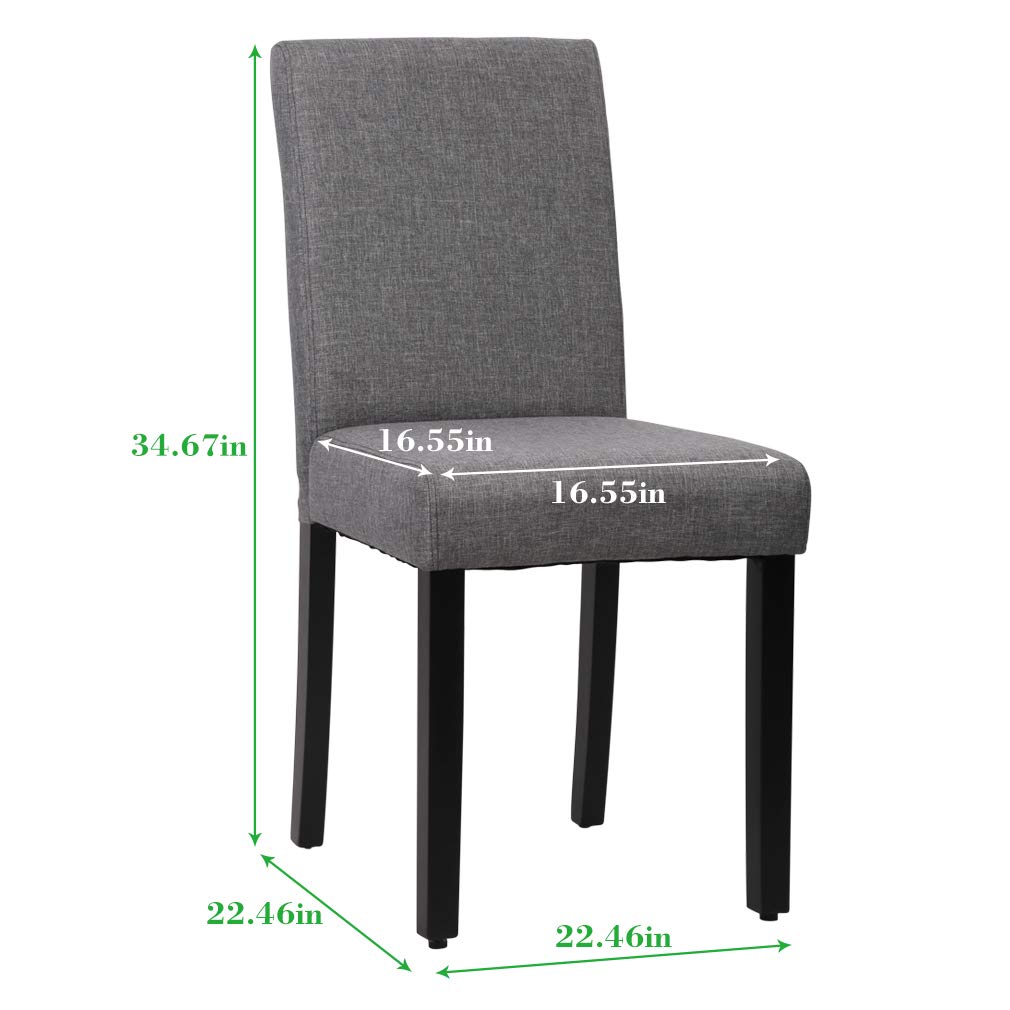 Best Massage Dining Chairs Set of 4 - Solid Wood Parsons Chairs for Kitchen, Dining Room & Living Room - Comfortable Grey Upholstered Seating for Home & Office Use