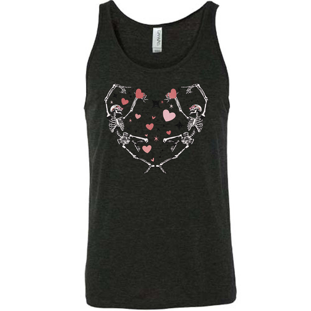 Unisex Skeleton Heart Print T-Shirt - Gothic Halloween Casual Wear for Men & Women