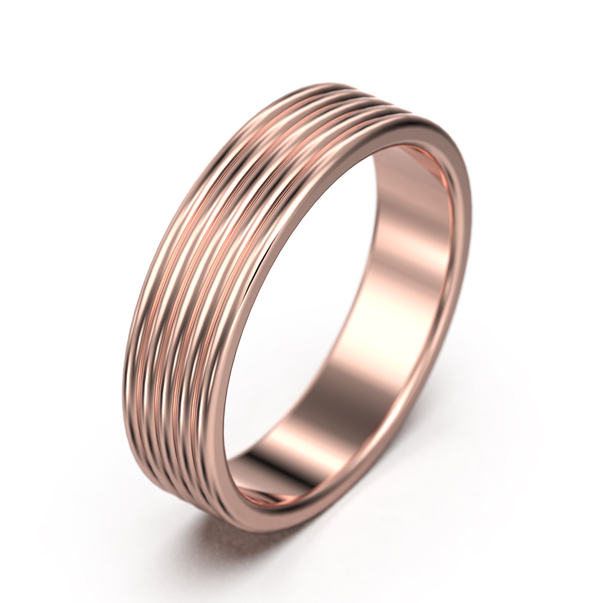 10K/14K/18K Solid Gold Row Band Ring - Elegant Anniversary Gift for Her, Wedding Band, Promise Ring, Stackable Ring for Everyday Wear or Special Occasions