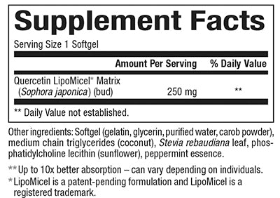 Quercetin LipoMicel® Matrix 250mg Supplement - Antioxidant Support for Immune Health & Inflammation Relief - Ideal for Daily Wellness & Active Lifestyles