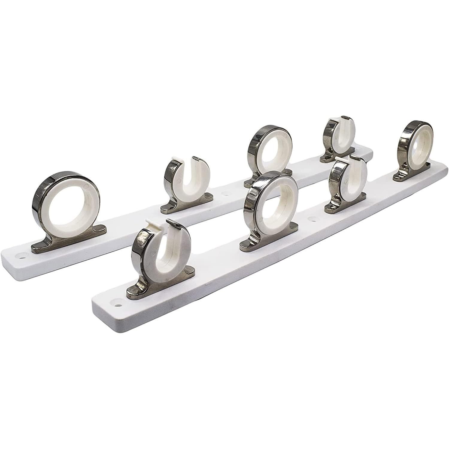 316 Stainless Steel Fishing Rod Holder Rack - White Poly Board with Smooth Polished Finish - Durable Marine & Boat Accessory for Fishing Rod Storage - Perfect for Yachts, Vans, Cars, Garages & Home Organization (1 Pack)