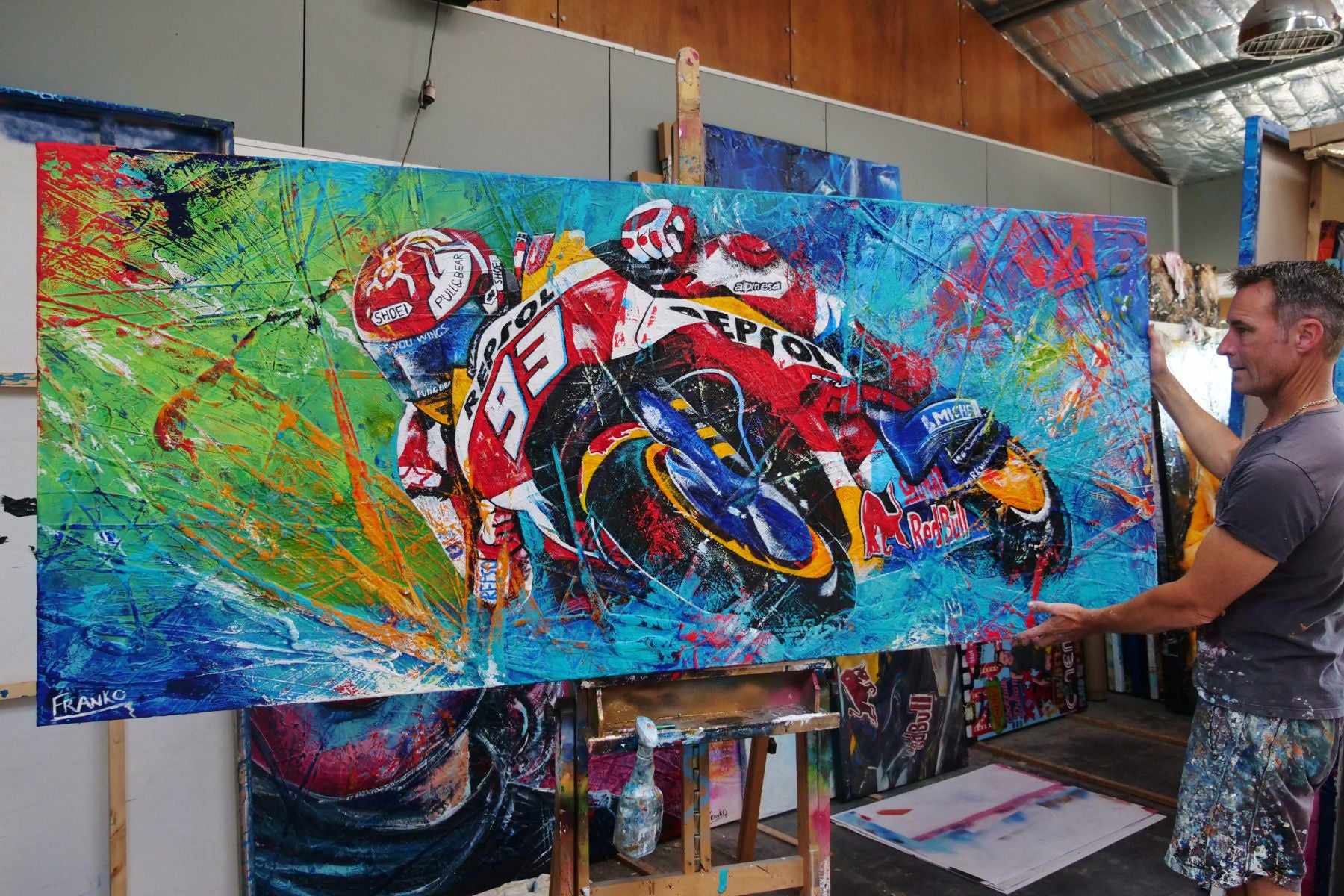 Marc Marquez Textured Abstract Realism Painting - 93