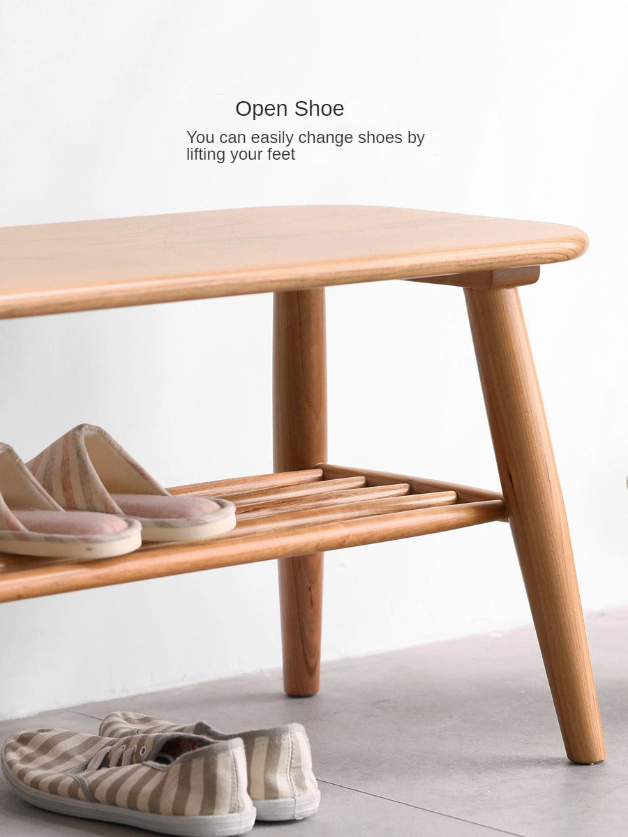 Solid Oak Wood Shoe Bench - Sturdy Entryway Storage with Seat | Perfect for Hallway, Mudroom & Bedroom Organization
