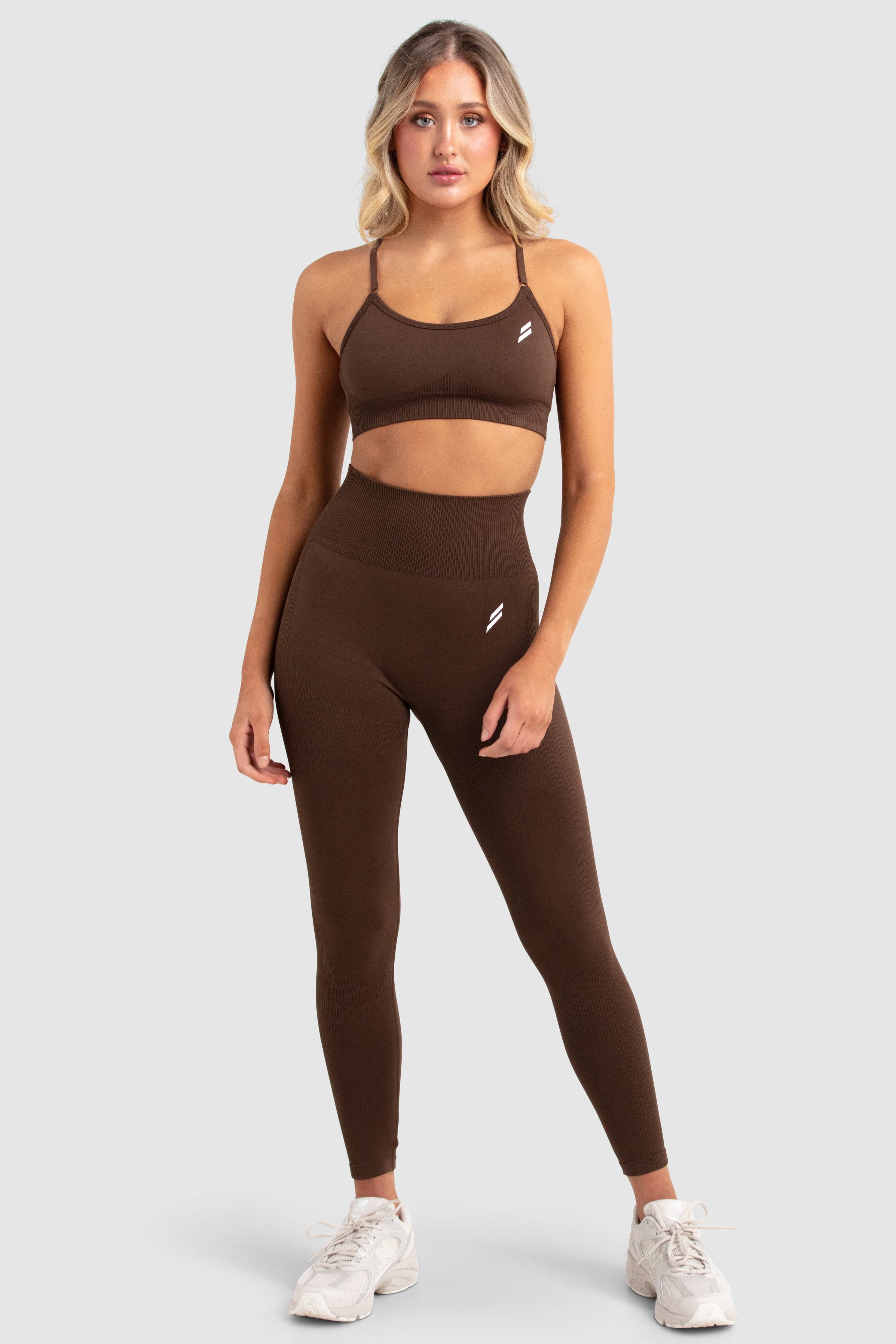 Impact Seamless Crop Top - Women's High Waisted Workout Shirt for Yoga & Gym | Comfortable & Breathable Espresso Brown Athletic Wear