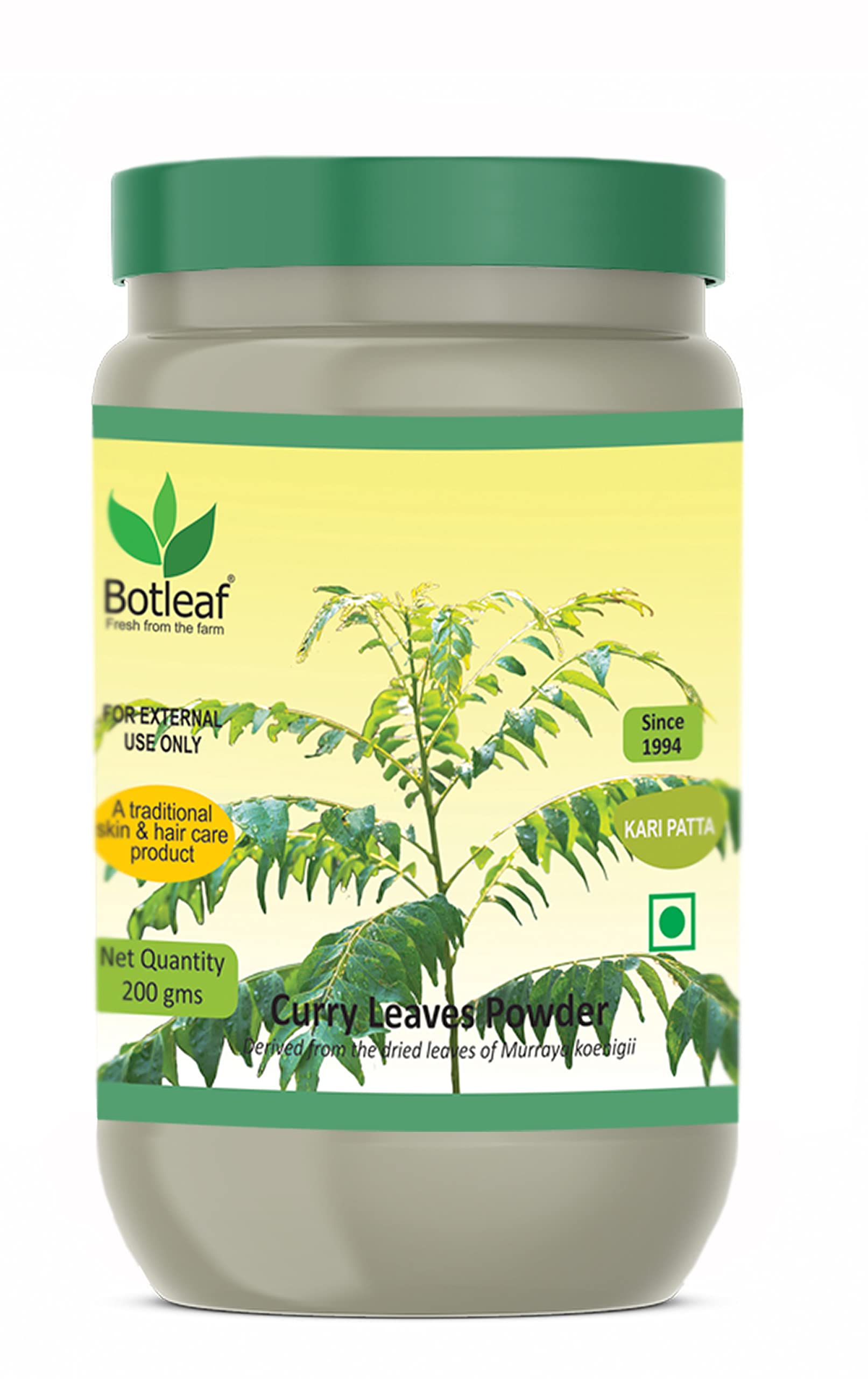 BOTLEAF Curry Leaves Powder 200g - 100% Natural Kadi Patta Karibevu Kariveppilai Powder for Hair Growth & Skin Care - Prevents Hair Loss - Perfect for Ayurvedic Hair Masks, Cooking & Herbal Remedies