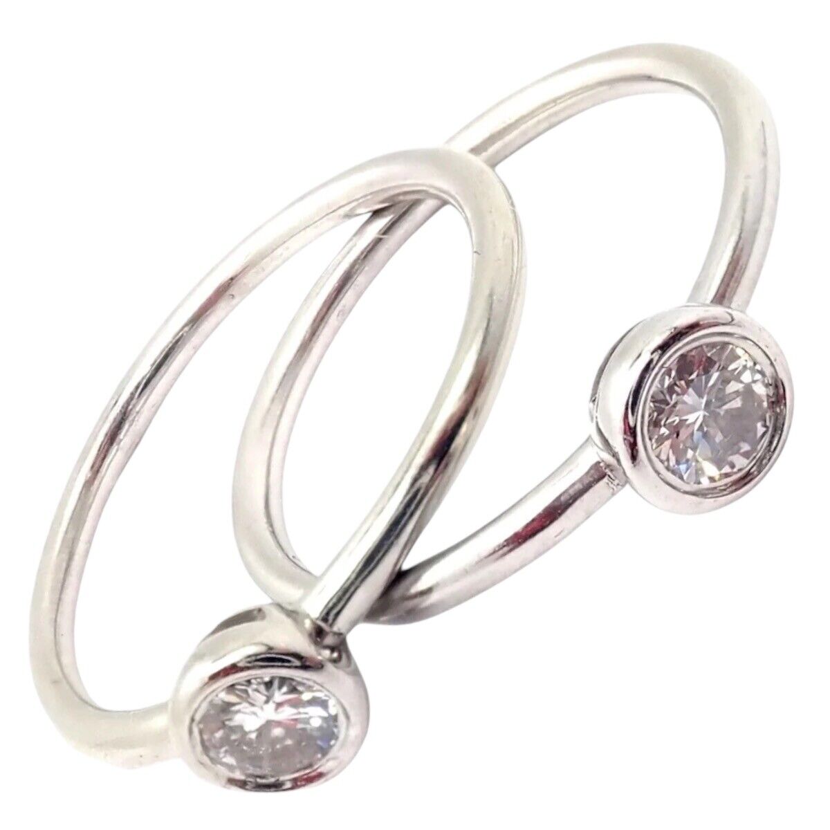 Set of 2 Tiffany & Co Platinum 0.16ct Diamond Stacking Rings - Size 5.75 - Perfect for Engagement, Wedding Bands & Anniversary Gifts