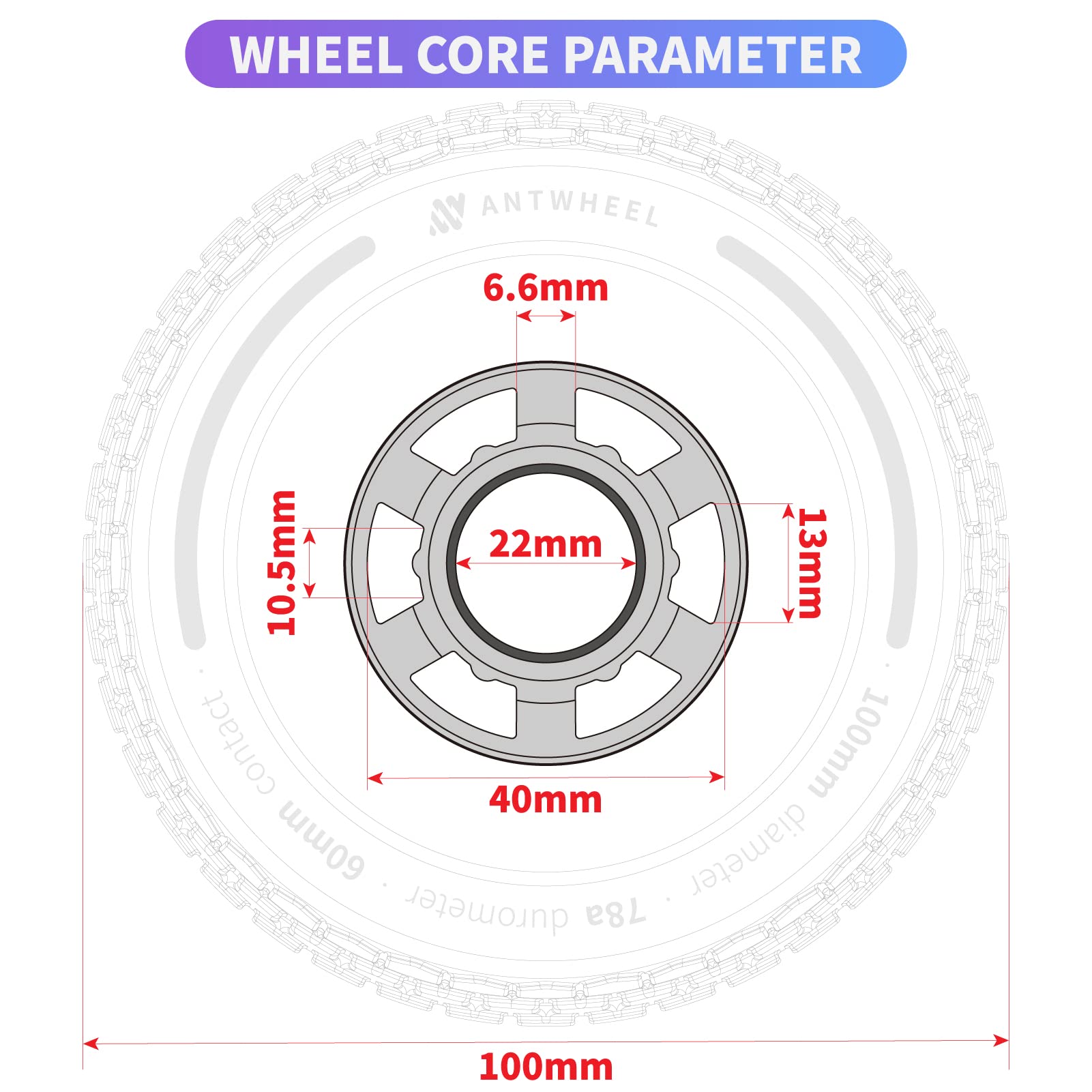 100mm All-Terrain Electric Skateboard Wheels - 78A High Rebound Urethane Wheels for Off-Road & Urban Commuting | Perfect for Longboards, E-Skateboards & Cruisers