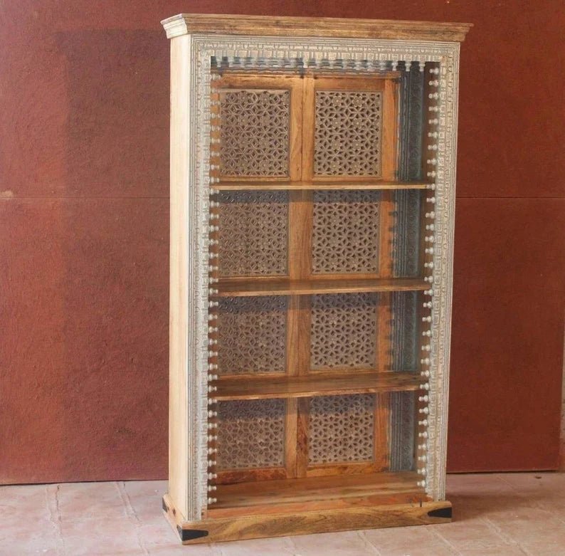 Handmade Solid Wood Bookshelf - Natural Wooden Bookcase for Home & Office - Perfect for Living Room, Bedroom, or Study Room Organization