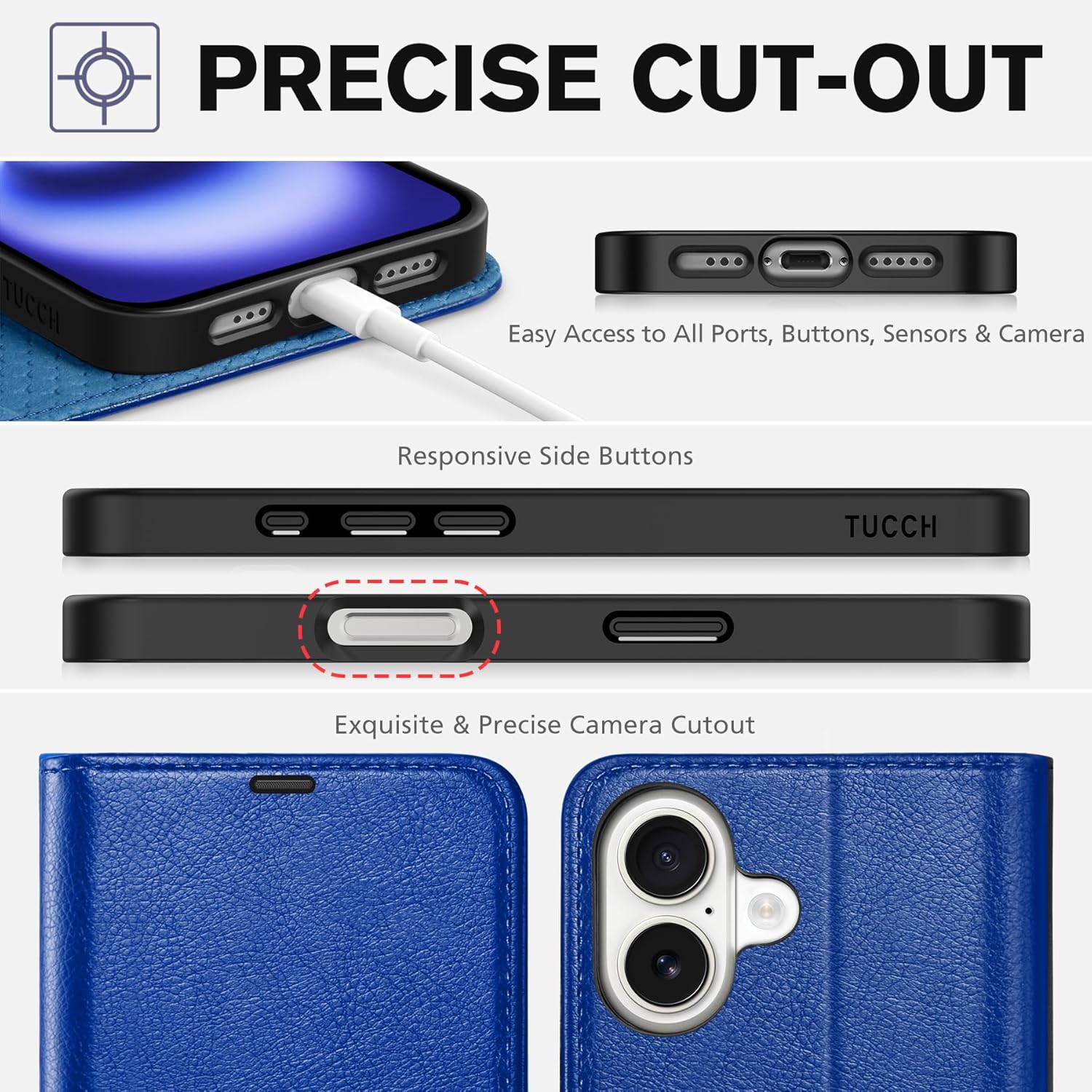 Premium iPhone 16 Leather Case with Magnetic Closure - Slim Protective Flip Cover (Black) | Perfect for Business Professionals & Daily Commuters