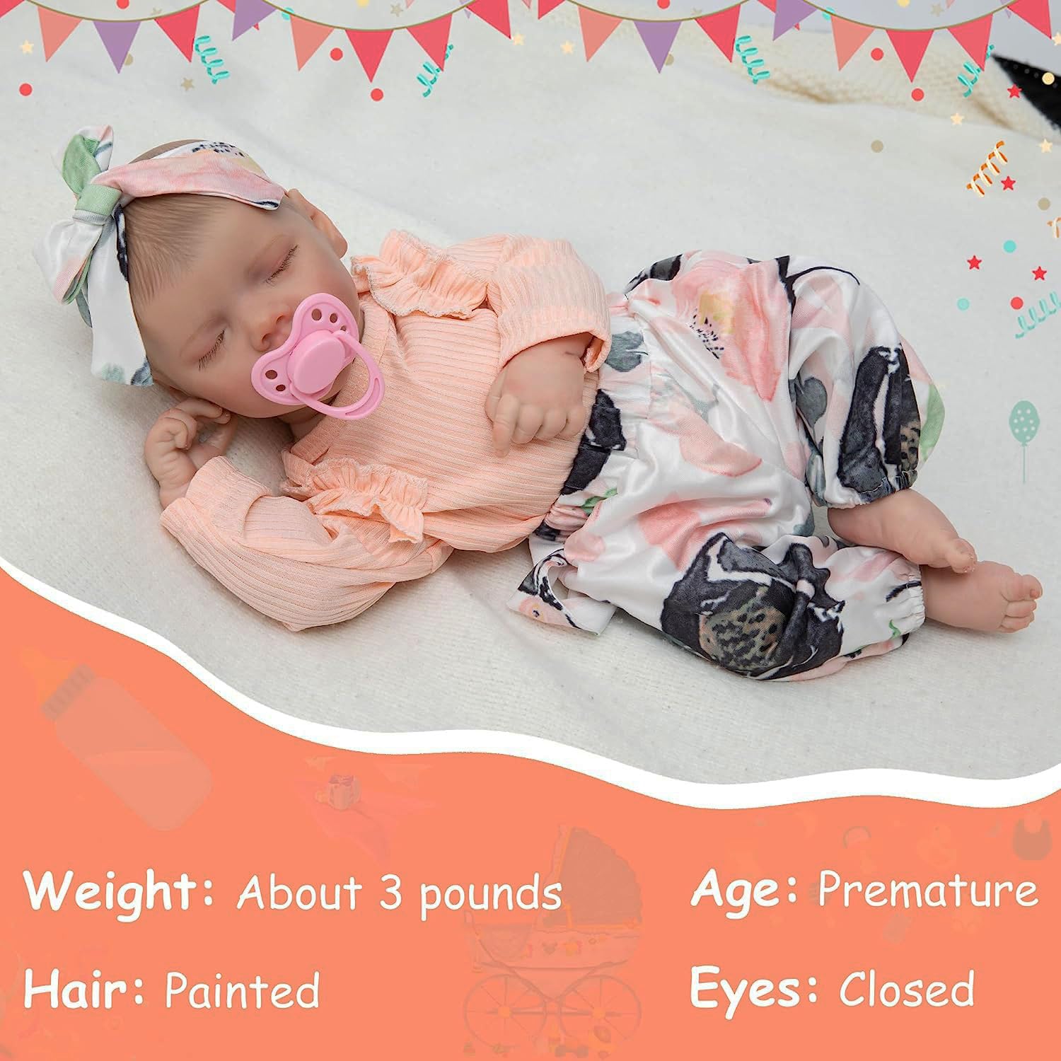 Lifelike Reborn Baby Doll 18 Inch Realistic Sleeping Vinyl Baby Doll - Perfect Gift for Girls Age 3+ | Twin A | Nursery Play, Pretend Play, Birthday Present, Collectible Doll