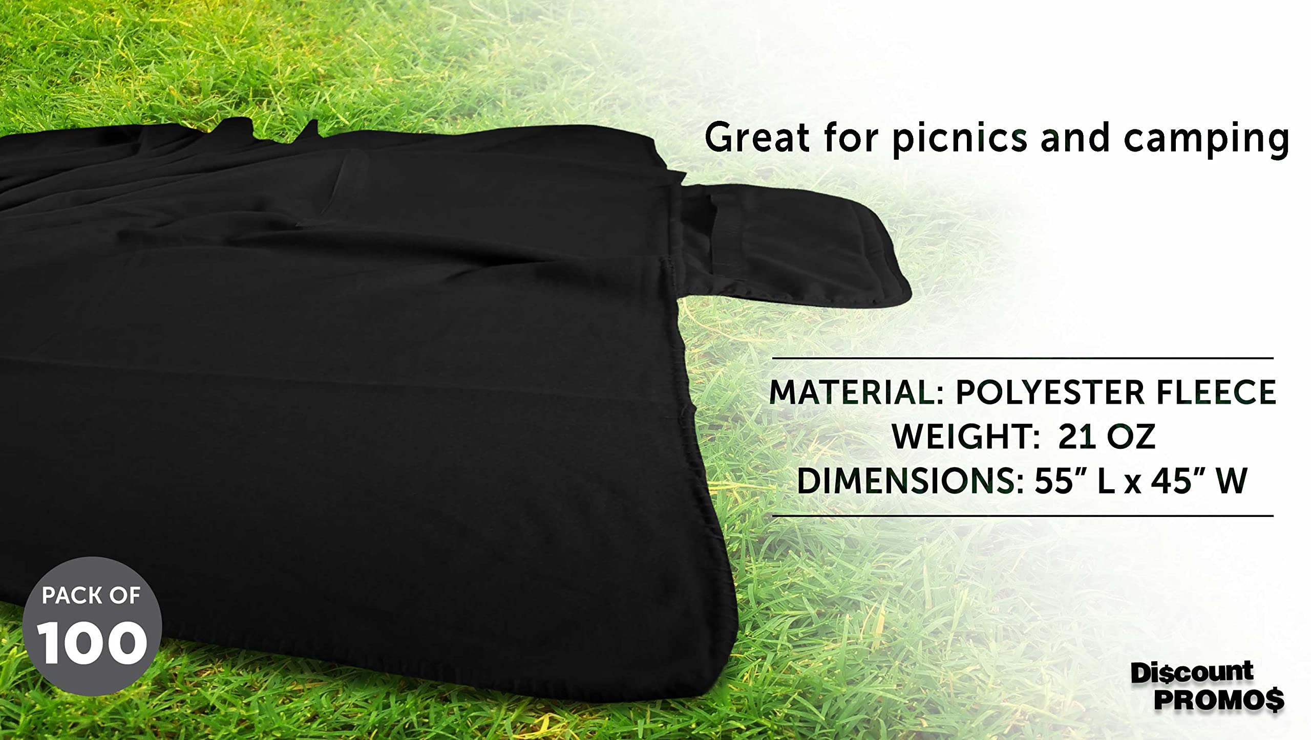 Custom Roll Up Picnic Blankets Bulk Set of 100 - Personalized Waterproof Outdoor Blankets for Camping, Beach, Sports & Picnics - Perfect for Family Outings, Concerts, Park Gatherings & Tailgating - Black