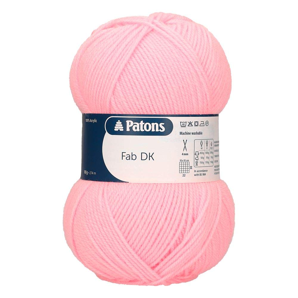 Patons Fab DK Yarn - Soft Pink (02304) for Knitting & Crocheting Baby Clothes, Scarves, and Blankets