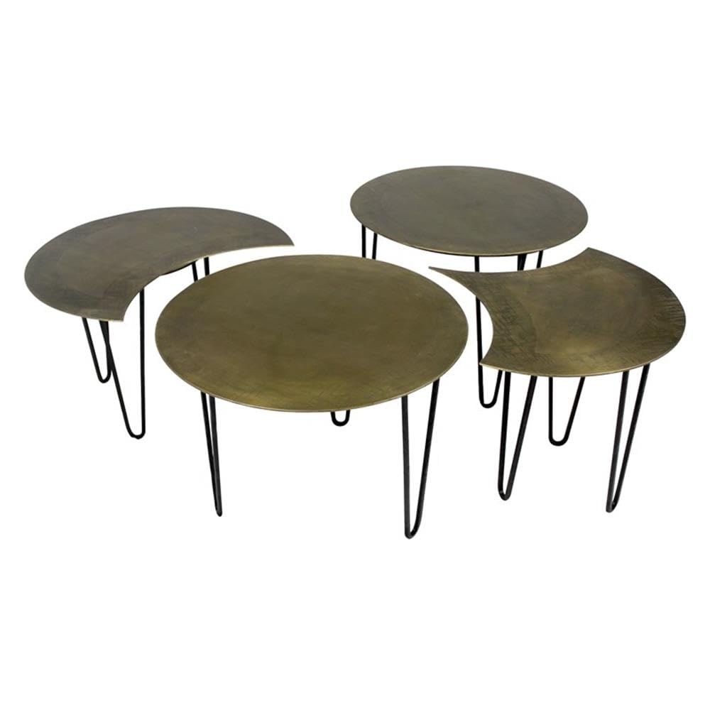 Moti Set of 4 - Sheridan Hudson Cast Iron Cocktail Tables in Gold | Outdoor/Indoor Side Tables for Patio, Garden, Living Room & Poolside Decor