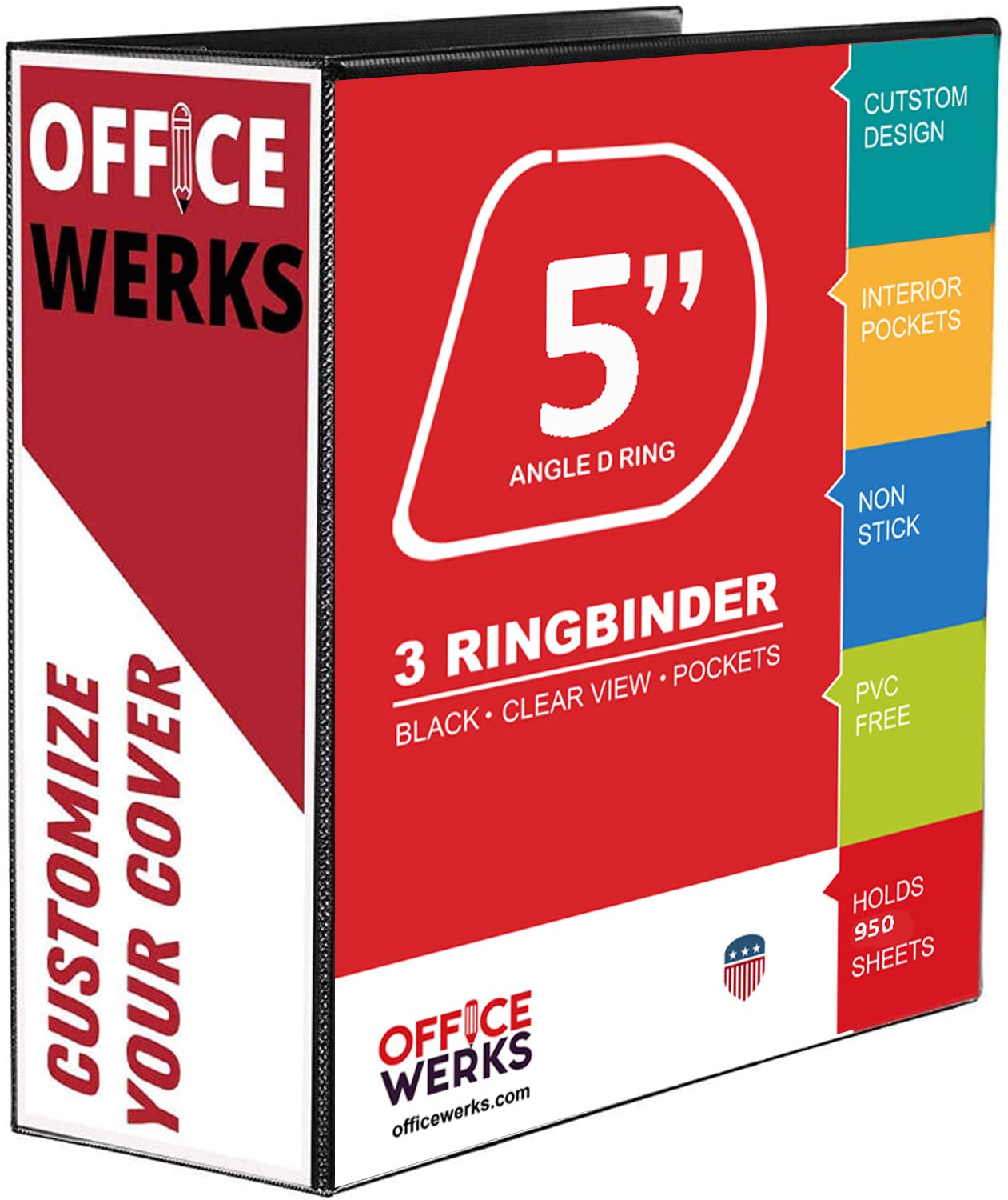 Performore 3 Ring Binder 5 Inch - Professional D Ring Binder with Clear View Cover, Holds 8.5 x 11 Standard Pages, Includes Pockets & Sheet Protectors (2 Pack Black) - Perfect for Office Presentations, School Projects & Document Organization