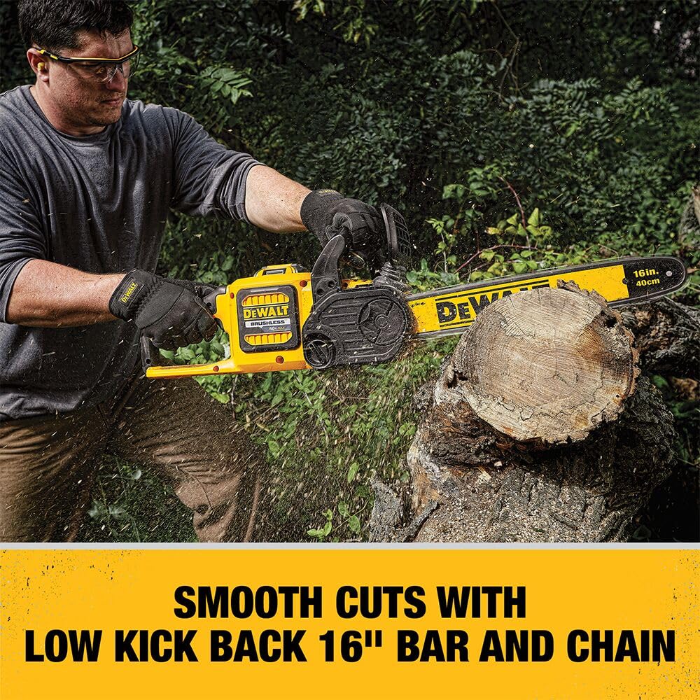 DEWALT FLEXVOLT 60V MAX* Brushless Chainsaw Kit (2.0 Ah) (DCCS670T1) - Cordless Electric Chainsaw for Tree Cutting, Wood Chopping & Yard Maintenance