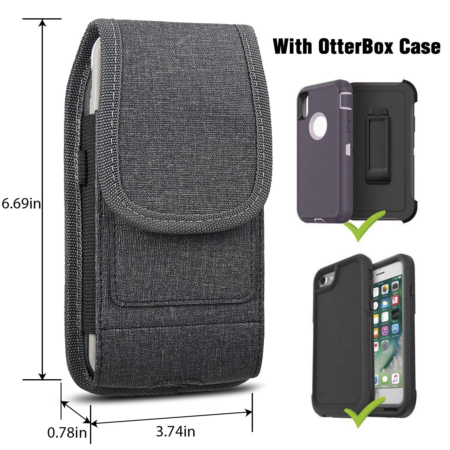 Premium Linen Belt Clip Holster Case for iPhone XR, 11, 12, 13 - Slim Carrying Pouch with Built-in ID Card Holder | Perfect for Work, Travel & Outdoor Activities