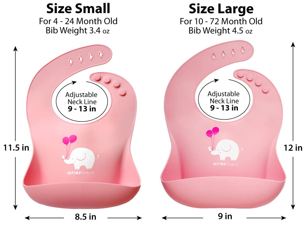 2-Pack Waterproof Silicone Baby Bibs - Lightweight, Comfortable & Easy to Clean - Large Size for Toddlers (Purple/Light Pink) - Perfect for Mealtime, Snacks & Messy Play