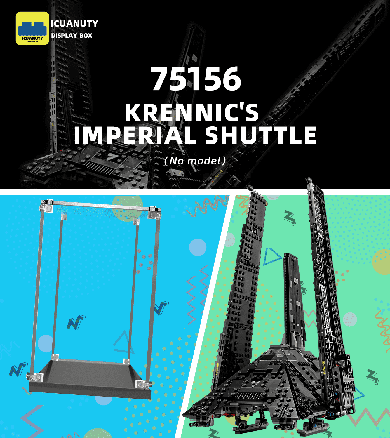 LEGO Star Wars Krennic's Imperial Shuttle 75156 Display Case - Protective Showcase for Collectible LEGO Sets - Perfect for Home Decoration & Model Preservation