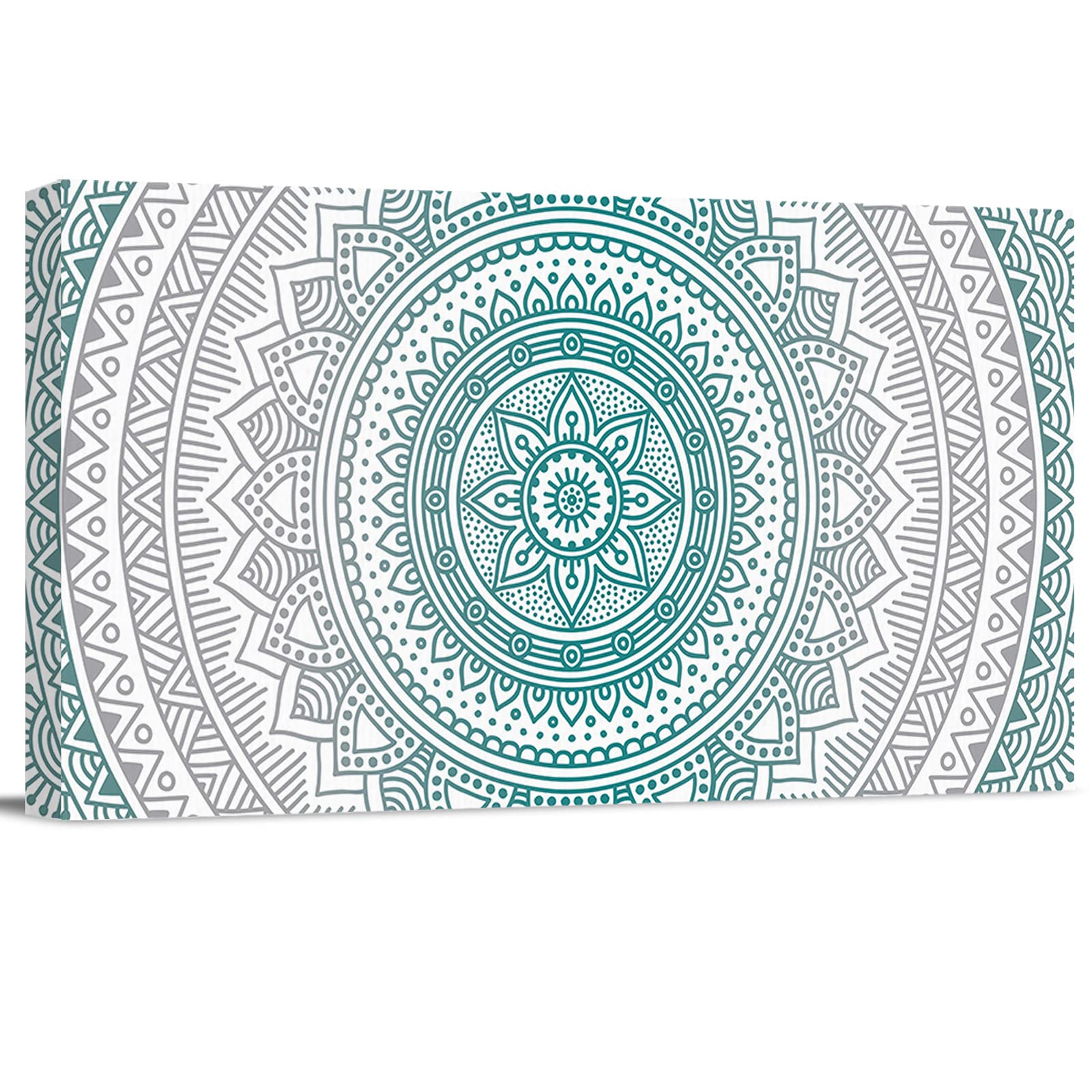 Teal Mandala Canvas Wall Art - Framed Abstract Painting Print for Home Decor - Ready to Hang 8