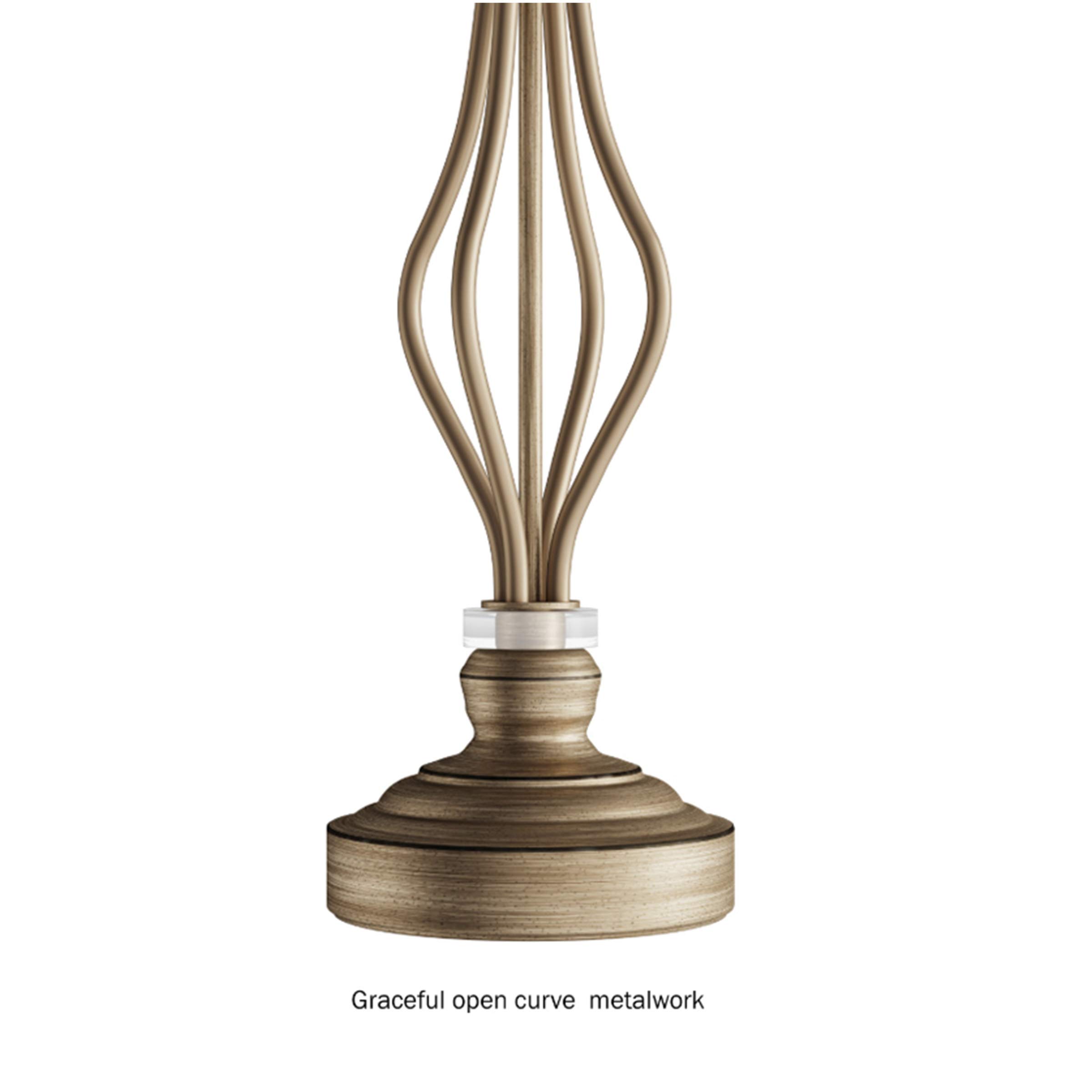 Stylish Set of 3 Matching Curved Openwork Steel Table and Floor Lamps for Living Room, Bedroom & Office - Energy Efficient LED Lighting - Perfect for Modern Home Decor, Reading Nook & Cozy Ambiance