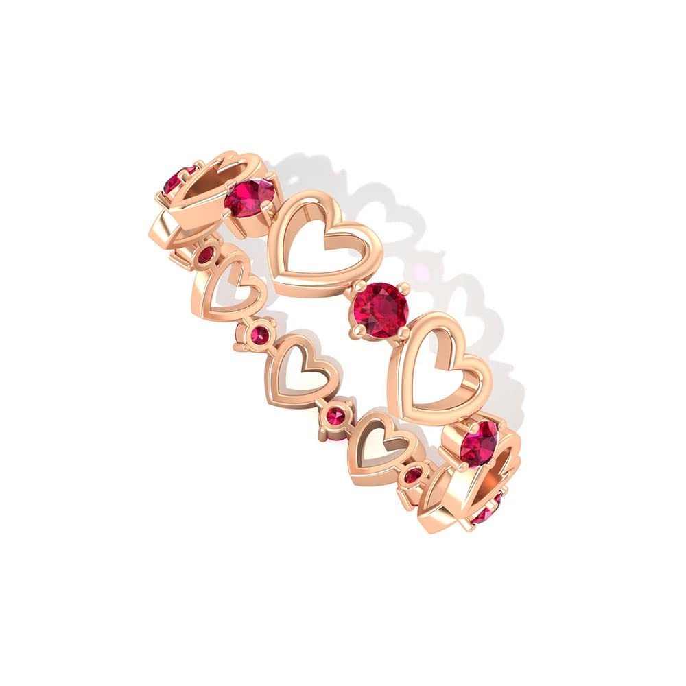 1/2 CT Lab Created Ruby 14K Solid Gold Heart Promise Ring for Women - Elegant Gift for Anniversary, Valentine's Day & Special Occasions
