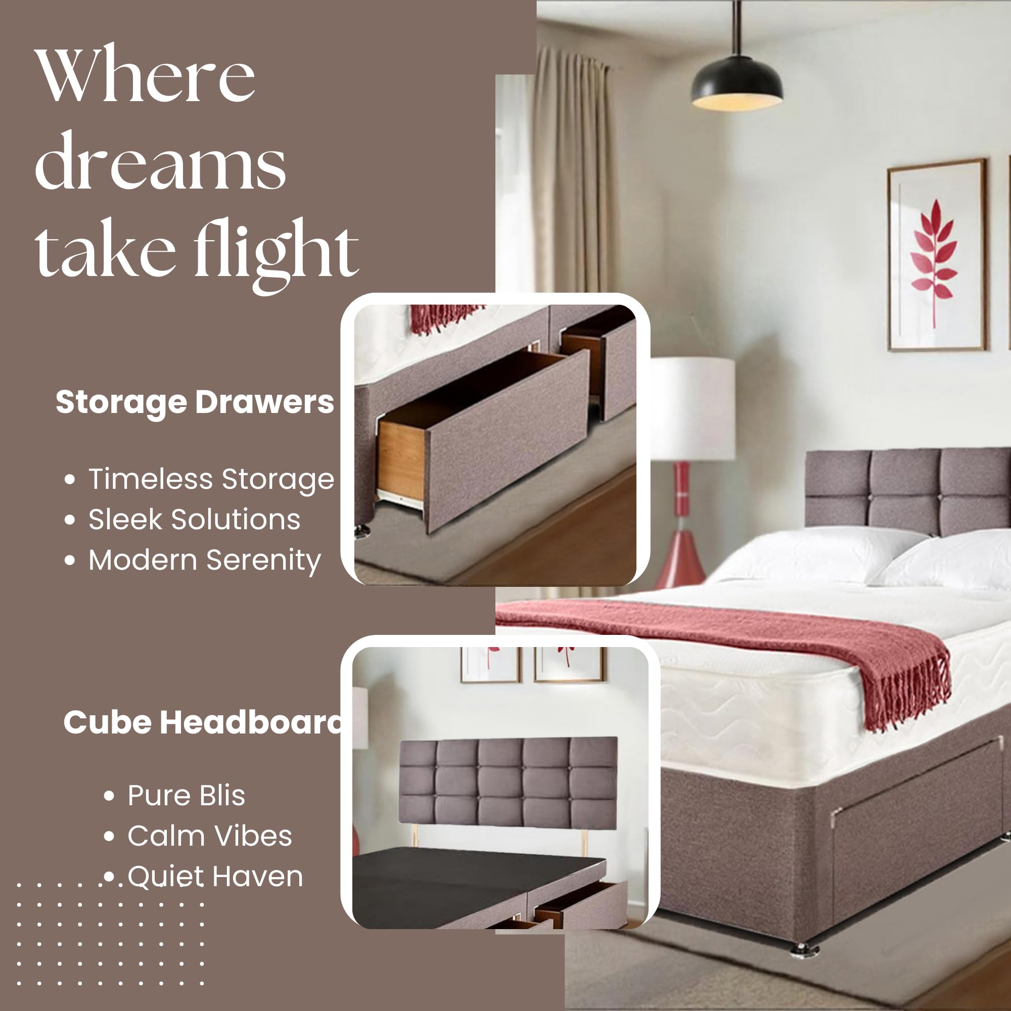 Grey Double Divan Bed with 20