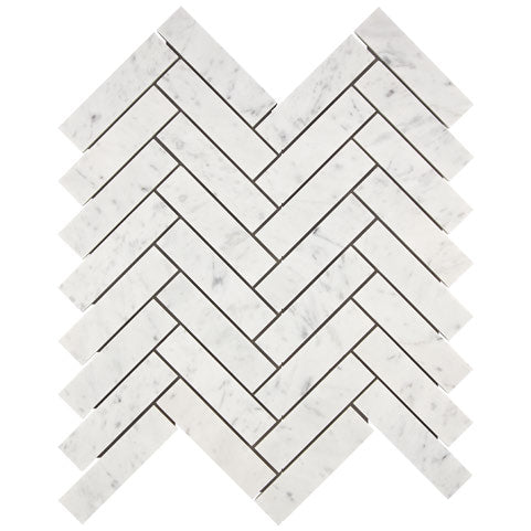 Premium Carrara White Gioia Marble Herringbone 1