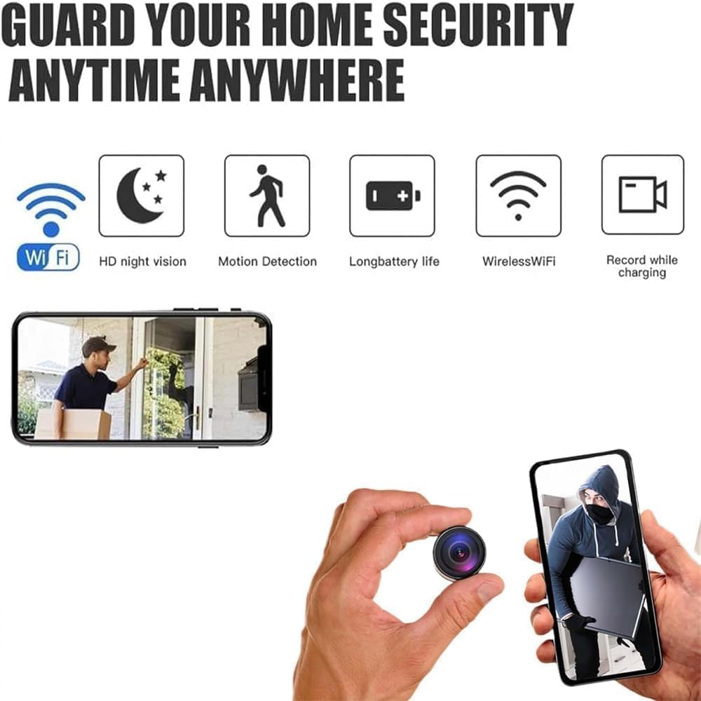 Camtrix Magnetic Mini Security Camera 1080p HD Wireless - Night Vision, Motion Detection, Covert Surveillance with App - Ideal for Home, Office, and Indoor Security Monitoring (1 Pack)
