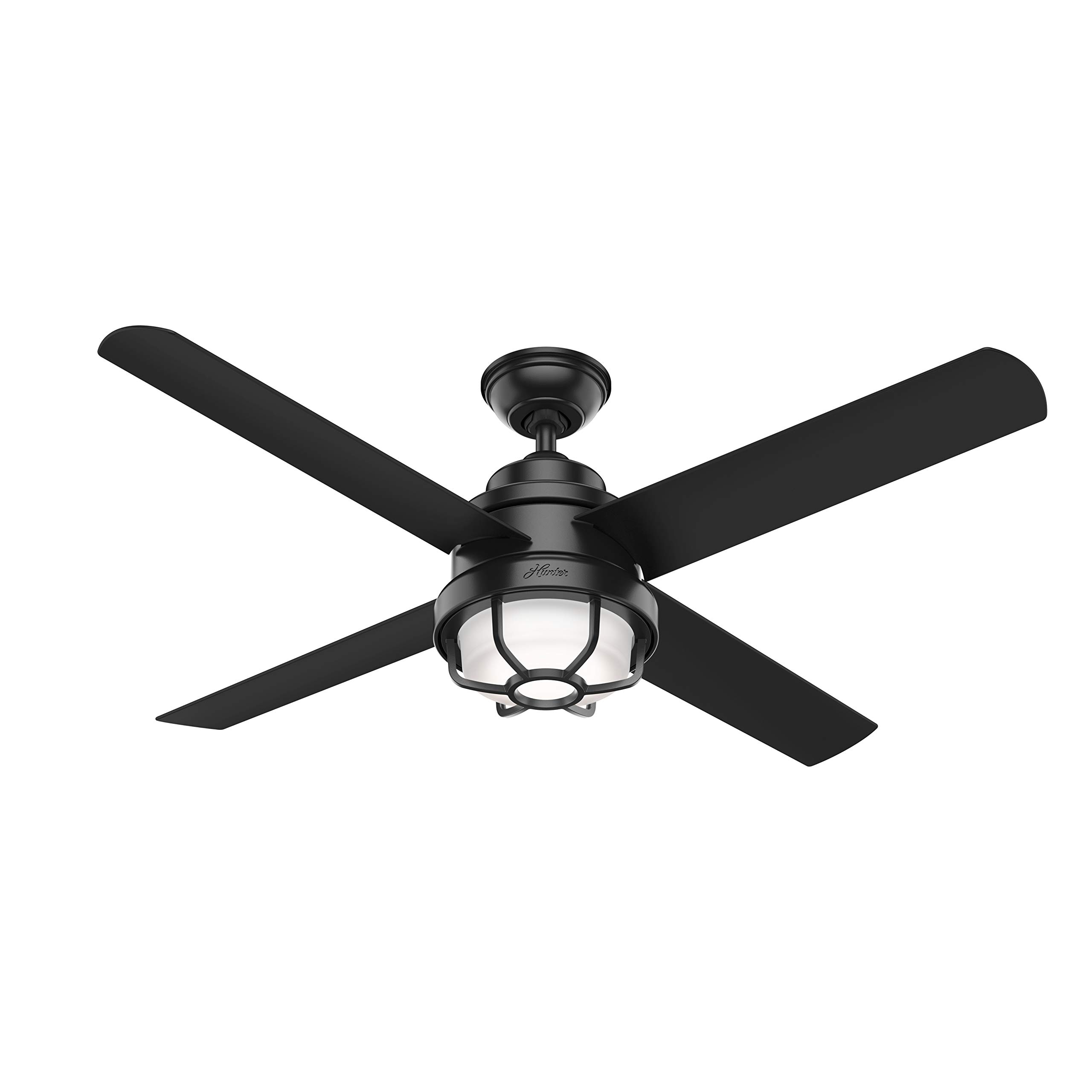 Hunter Fan 54 Inch Matte Black Outdoor Ceiling Fan with LED Light Kit - Weather Resistant, Energy Efficient - Perfect for Patio, Deck, Gazebo & Covered Porch (Renewed)