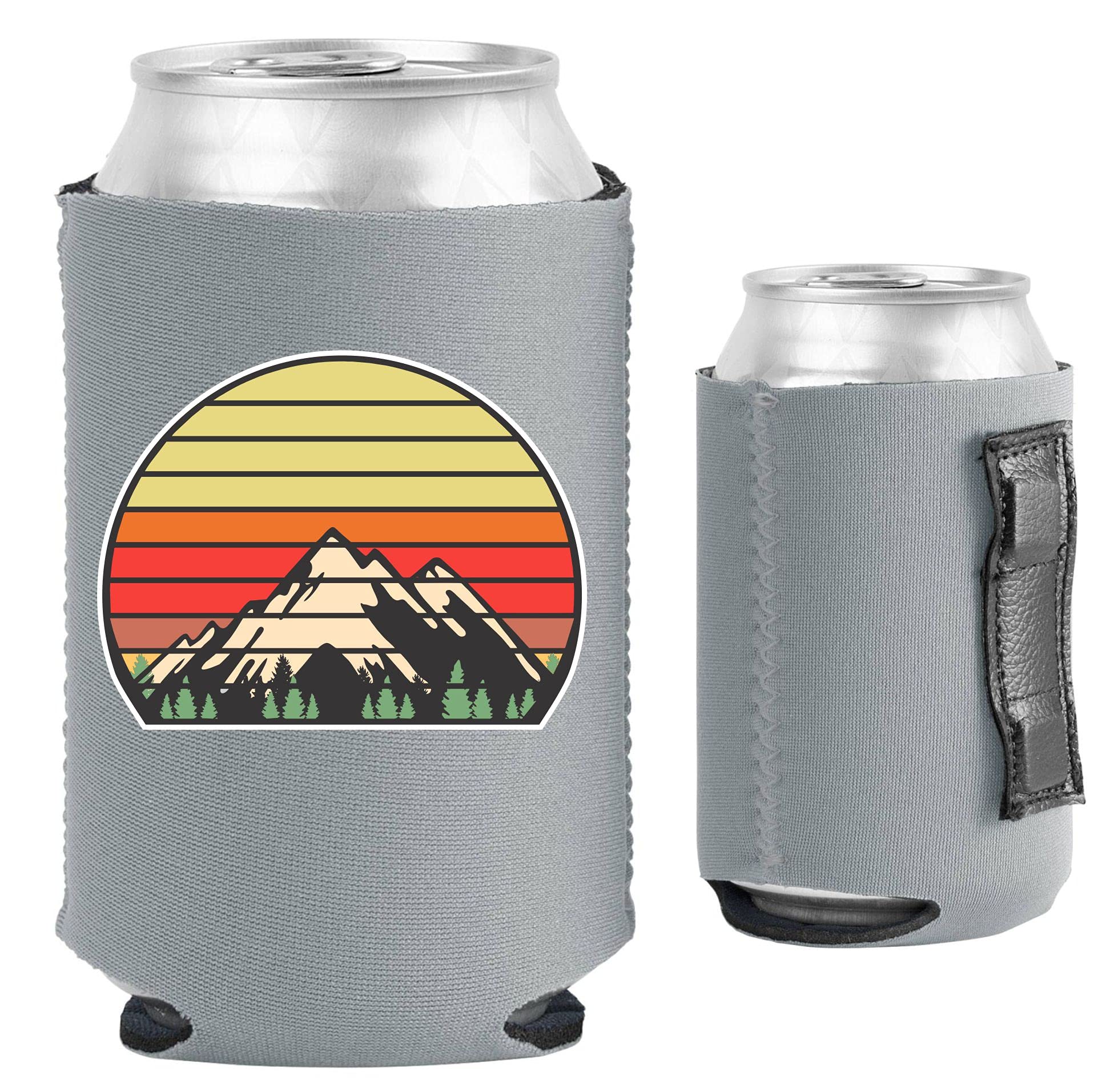 Retro Mountains Magnetic Can Cooler (2 Pack, Gray) - Keep Drinks Cold for Beer, Soda & Cans - Perfect for Camping, BBQs & Outdoor Parties