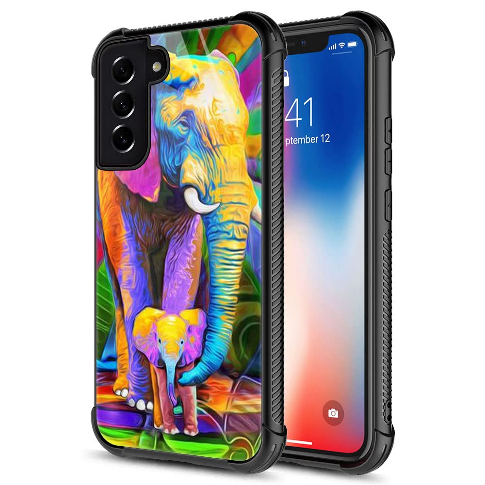 Samsung Galaxy S21 Case (6.2-inch) - Colorful Elephant Plexiglass Protective Cover | Scratch-Resistant Fashion Case for Women & Girls | Perfect for Daily Use, Travel & Gift Giving