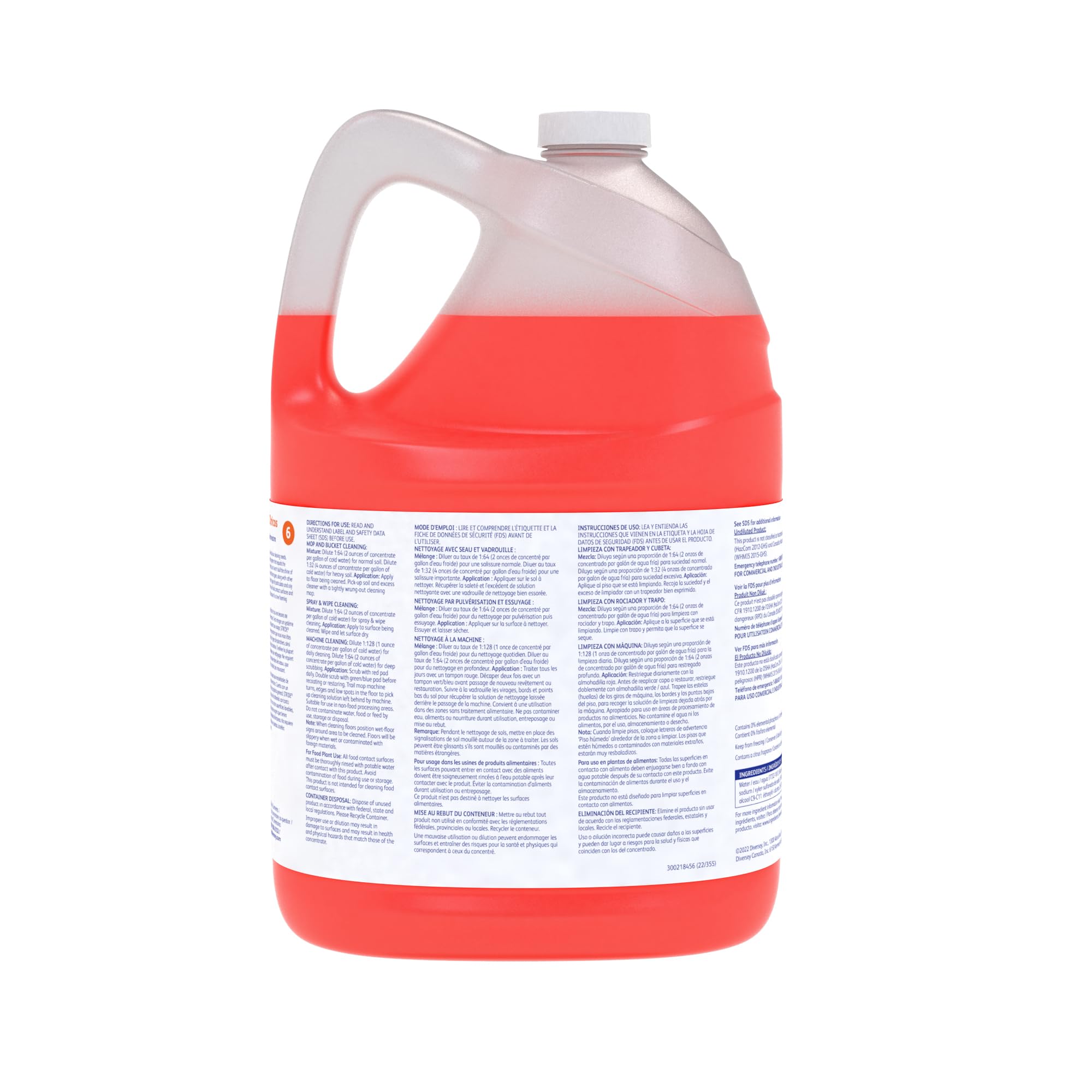 Diversey 903904 Stride Citrus Neutral Cleaner - Commercial Grade Floor Cleaner Concentrate, 1 Gallon (128 Fl Oz) - Fresh Citrus Scent - Ideal for Hospitals, Schools & Office Buildings