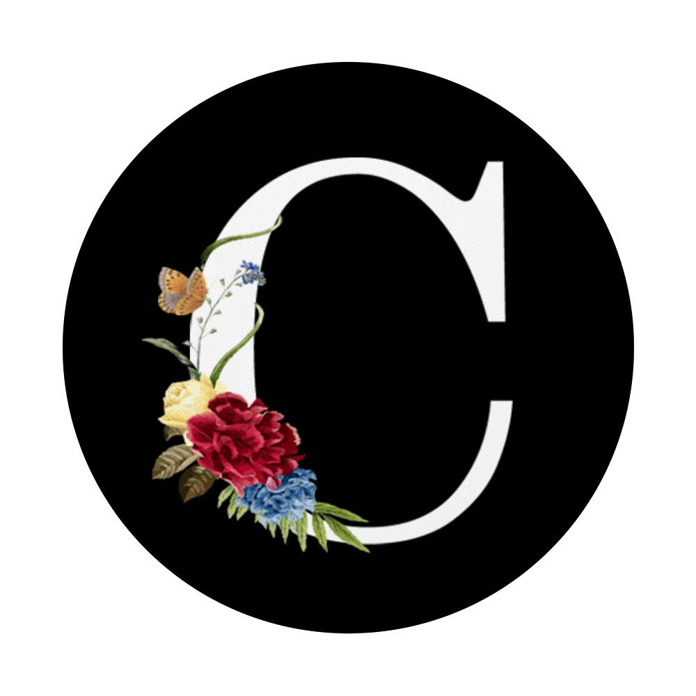 Floral Monogram Letter C PopSockets PopGrip - Swappable Phone Grip for iPhone, Samsung & Tablets - Perfect for Everyday Use, Travel & Selfies